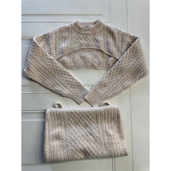 House of Harlow 1960 2 Piece Sweater Dress Set Womens Medium Fisherman Knit XS - Picture 2 of 9